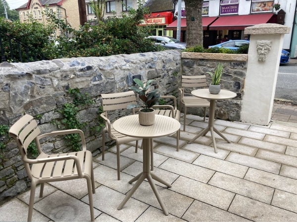 Outdoor terrace workspace at The Dispensary